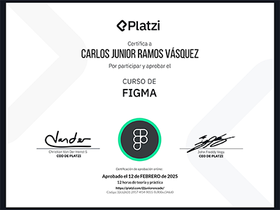 Diploma de Figma Avanzado emitido por Platzi