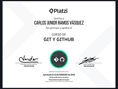 Diploma de Git y GitHub emitido por Platzi